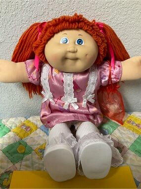 VTG Cabbage Patch Kid Girl IC1-Taiwan Red Hair Blue Eyes Head Mold #3 1985